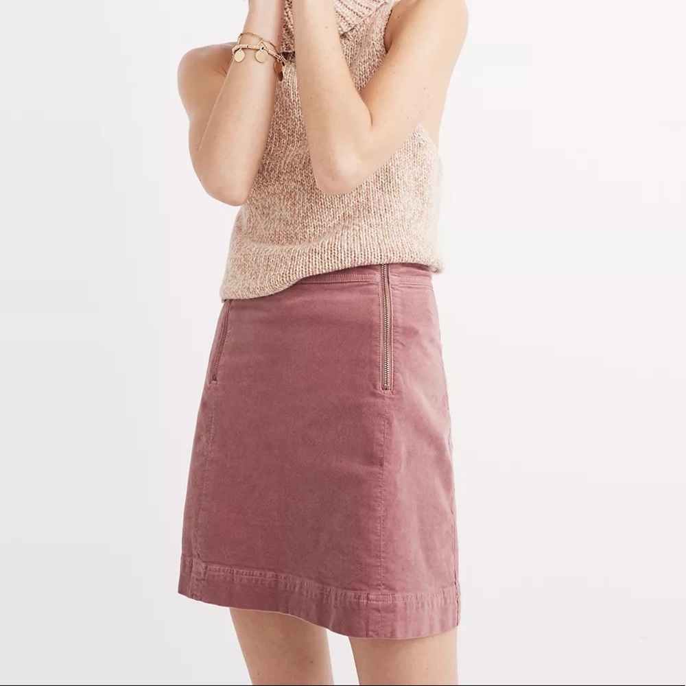 Madewell Dusty Red / Pink Velvet / Velveteen Mini Skirt